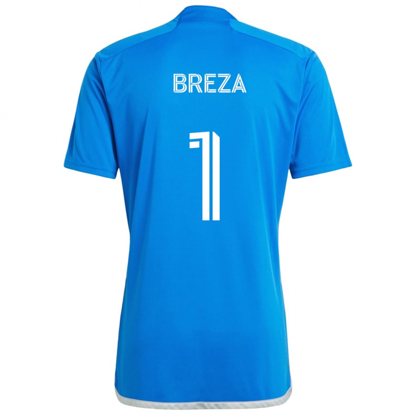 Kinder Sebastian Breza #1 Blau Weiss Heimtrikot Trikot 2024/25 T-Shirt Österreich