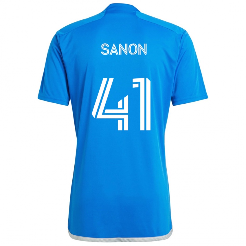 Kinder Jérémy Sanon #41 Blau Weiss Heimtrikot Trikot 2024/25 T-Shirt Österreich