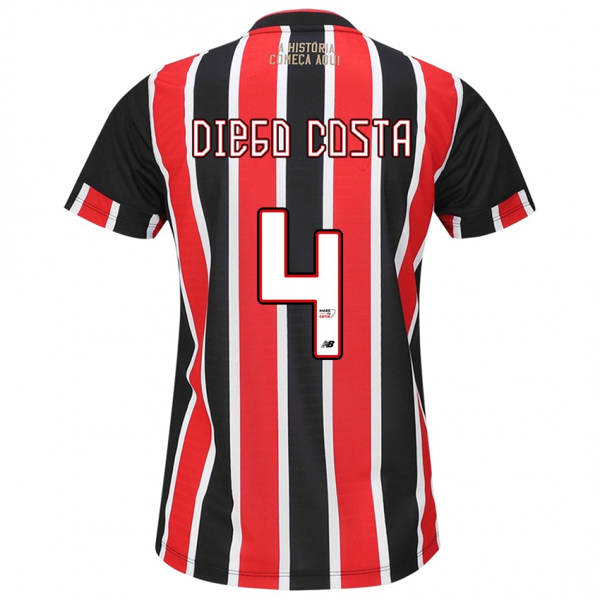 Kinder Diego Costa #4 Schwarz Rot Weiß Auswärtstrikot Trikot 2024/25 T-Shirt Österreich