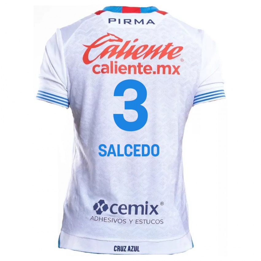 Kinder Carlos Salcedo #3 Weiß Blau Auswärtstrikot Trikot 2024/25 T-Shirt Österreich