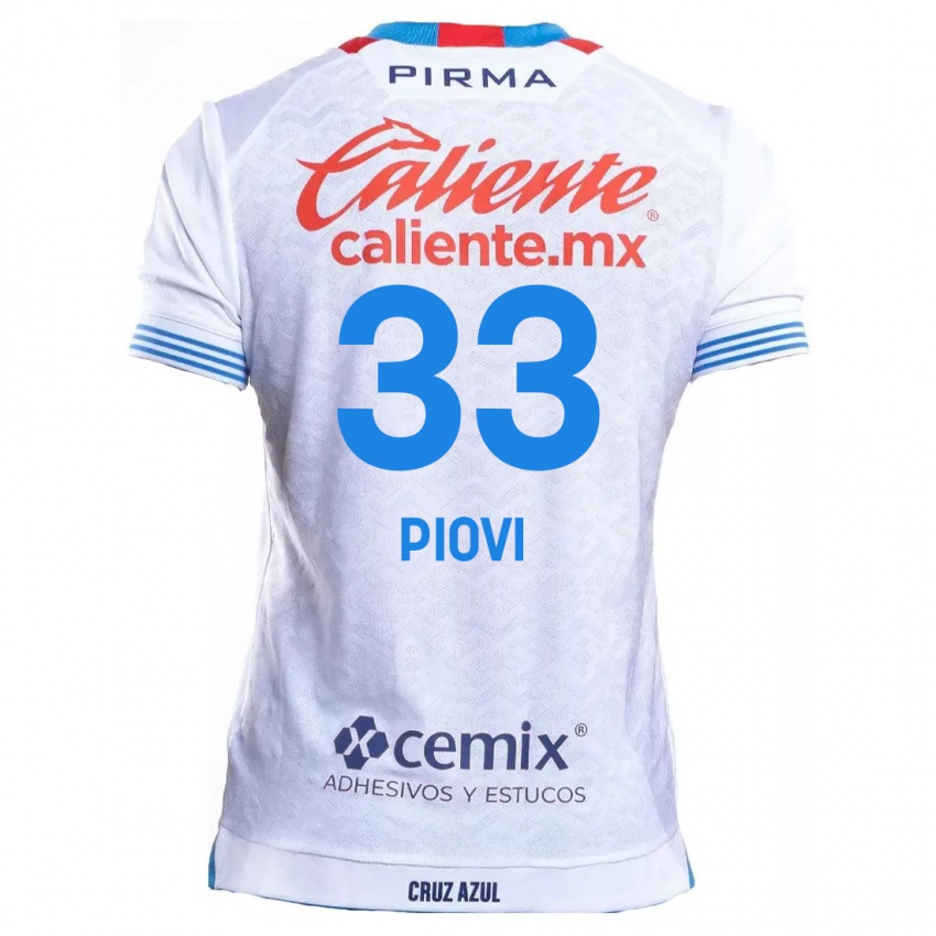 Kinder Gonzalo Piovi #33 Weiß Blau Auswärtstrikot Trikot 2024/25 T-Shirt Österreich