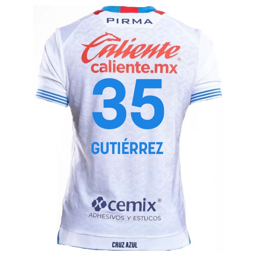 Kinder Luis Gutiérrez #35 Weiß Blau Auswärtstrikot Trikot 2024/25 T-Shirt Österreich