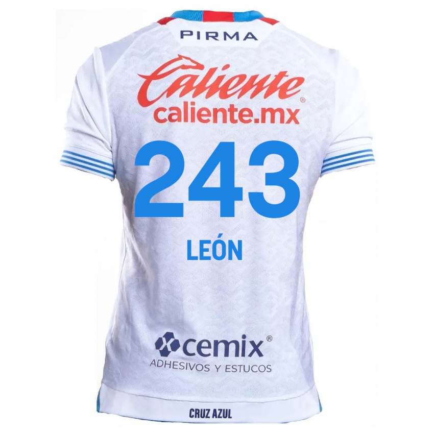 Kinder Cristhian León #243 Weiß Blau Auswärtstrikot Trikot 2024/25 T-Shirt Österreich