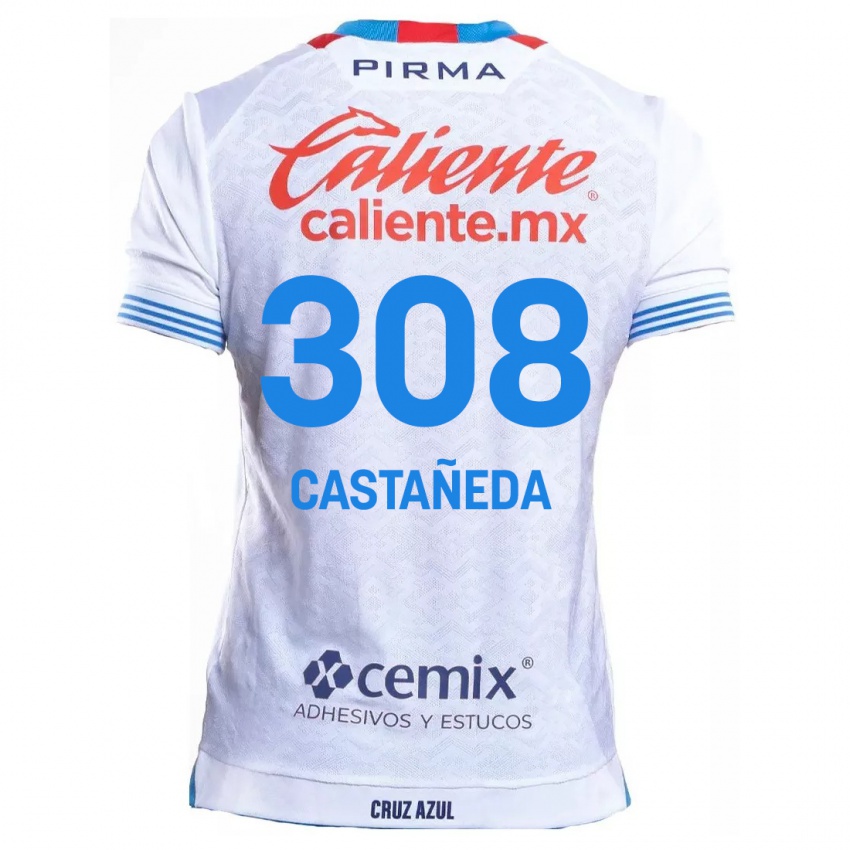 Kinder Emiliano Castañeda #308 Weiß Blau Auswärtstrikot Trikot 2024/25 T-Shirt Österreich