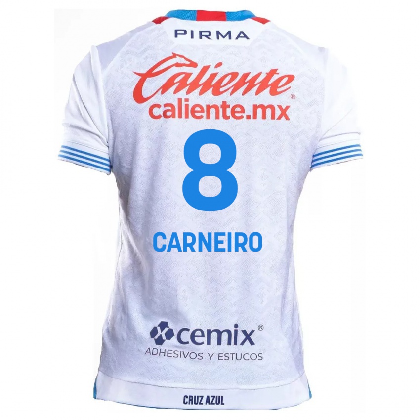 Kinder Gonzalo Carneiro #8 Weiß Blau Auswärtstrikot Trikot 2024/25 T-Shirt Österreich