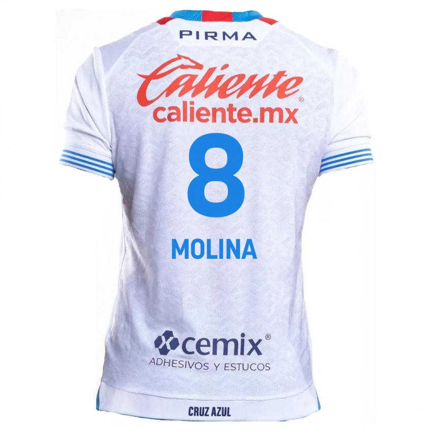 Kinder Dalia Molina #8 Weiß Blau Auswärtstrikot Trikot 2024/25 T-Shirt Österreich