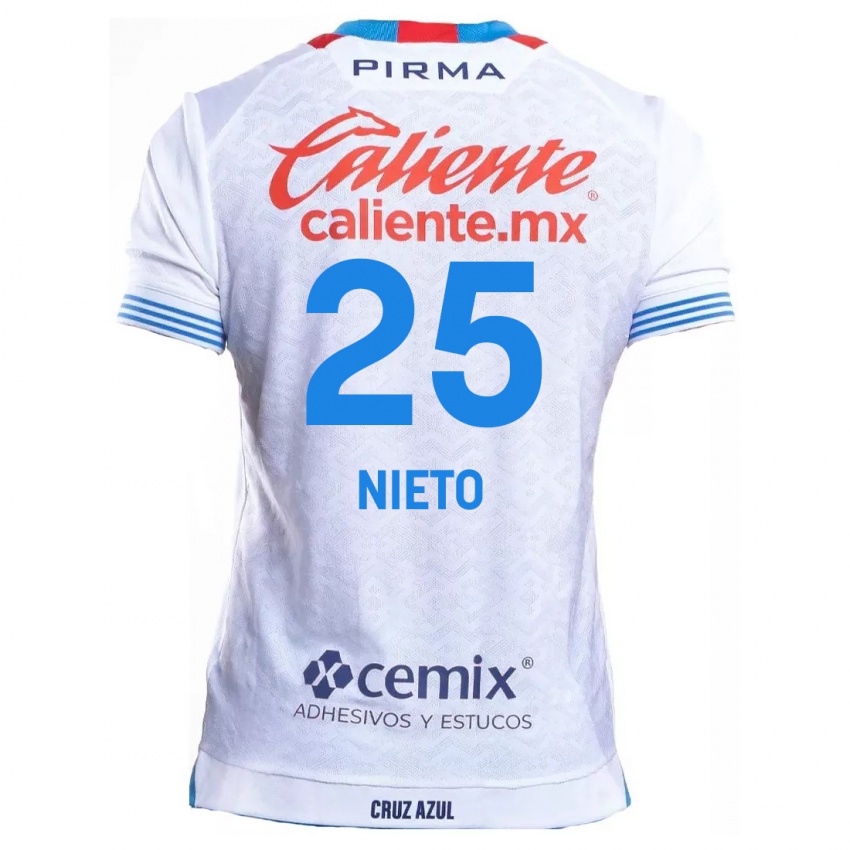 Kinder Natsidieli Nieto #25 Weiß Blau Auswärtstrikot Trikot 2024/25 T-Shirt Österreich