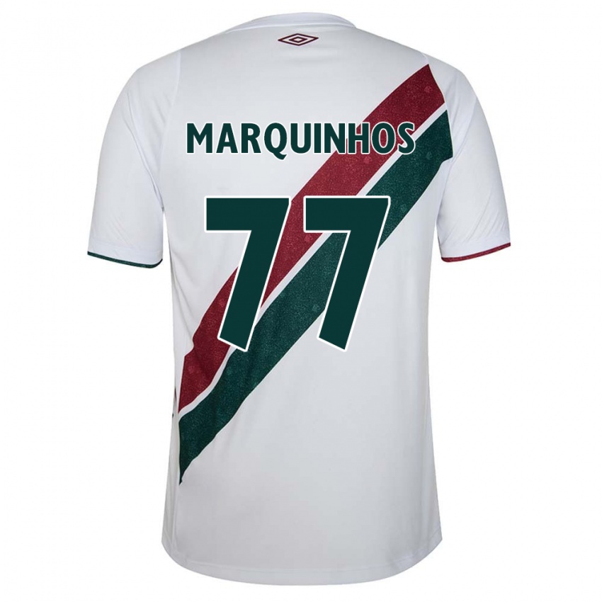 Kinder Marquinhos #77 Weiß Grün Kastanienbraun Auswärtstrikot Trikot 2024/25 T-Shirt Österreich