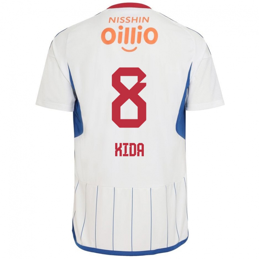 Kinder Takuya Kida #8 Weiß Blau Rot Auswärtstrikot Trikot 2024/25 T-Shirt Österreich