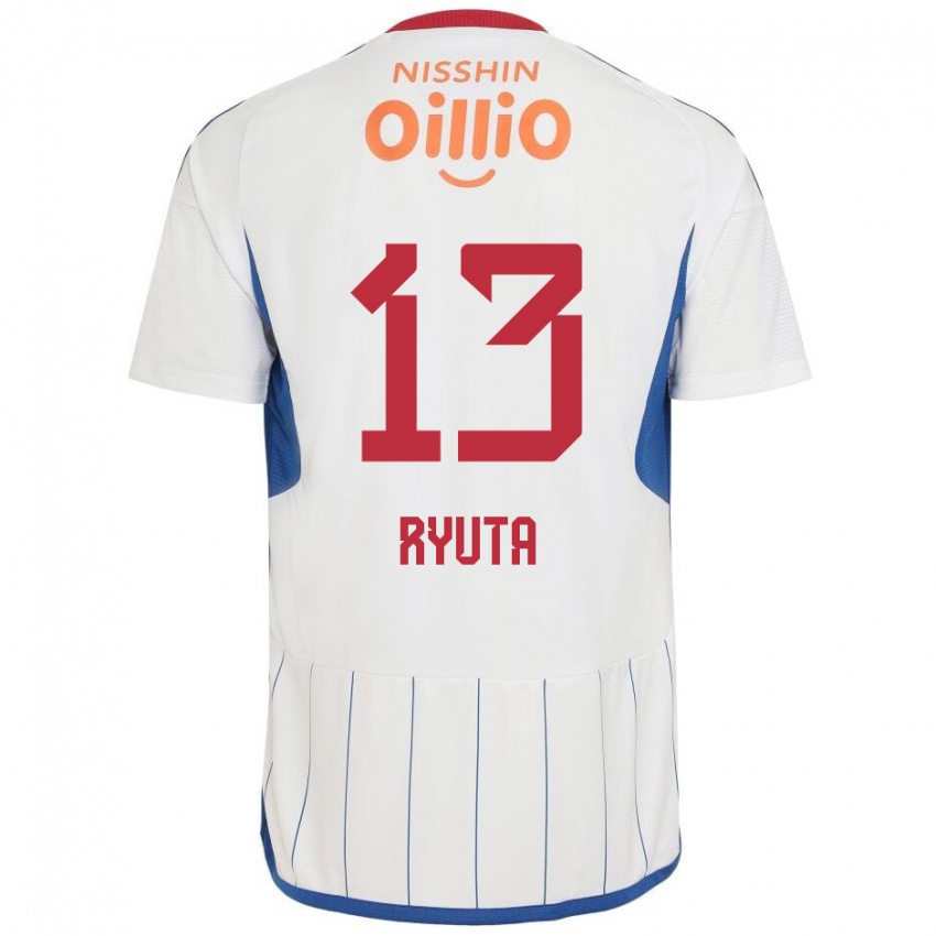 Kinder Ryuta Koike #13 Weiß Blau Rot Auswärtstrikot Trikot 2024/25 T-Shirt Österreich