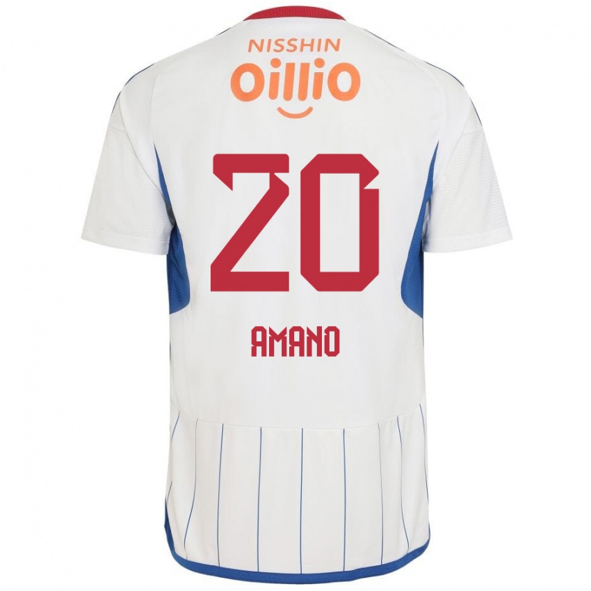 Kinder Jun Amano #20 Weiß Blau Rot Auswärtstrikot Trikot 2024/25 T-Shirt Österreich