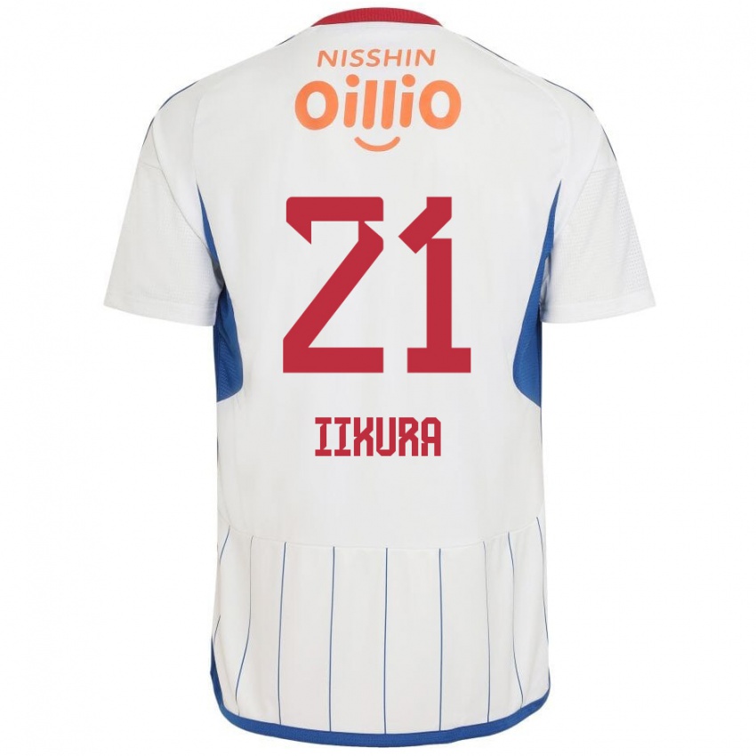 Kinder Hiroki Iikura #21 Weiß Blau Rot Auswärtstrikot Trikot 2024/25 T-Shirt Österreich