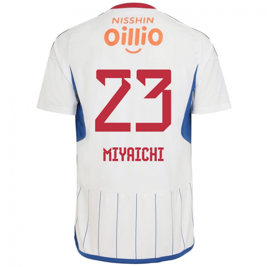 Kinder Ryo Miyaichi #23 Weiß Blau Rot Auswärtstrikot Trikot 2024/25 T-Shirt Österreich