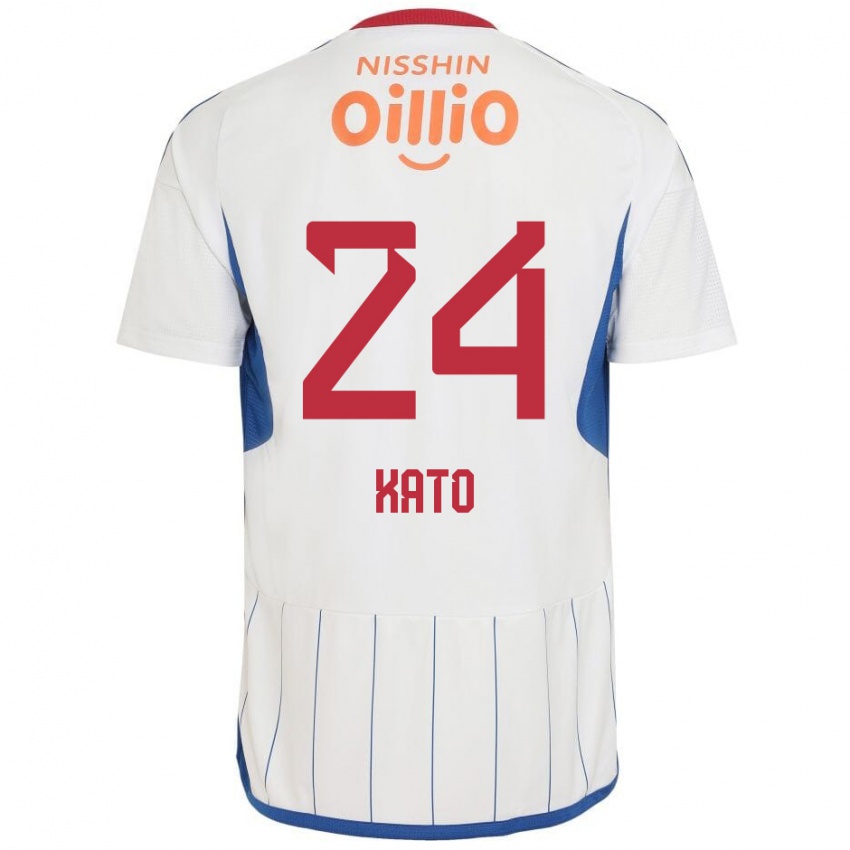 Kinder Hijiri Kato #24 Weiß Blau Rot Auswärtstrikot Trikot 2024/25 T-Shirt Österreich