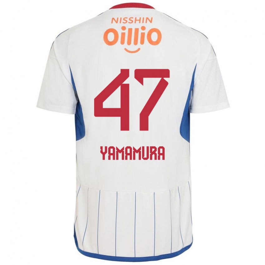 Kinder Kazuya Yamamura #47 Weiß Blau Rot Auswärtstrikot Trikot 2024/25 T-Shirt Österreich