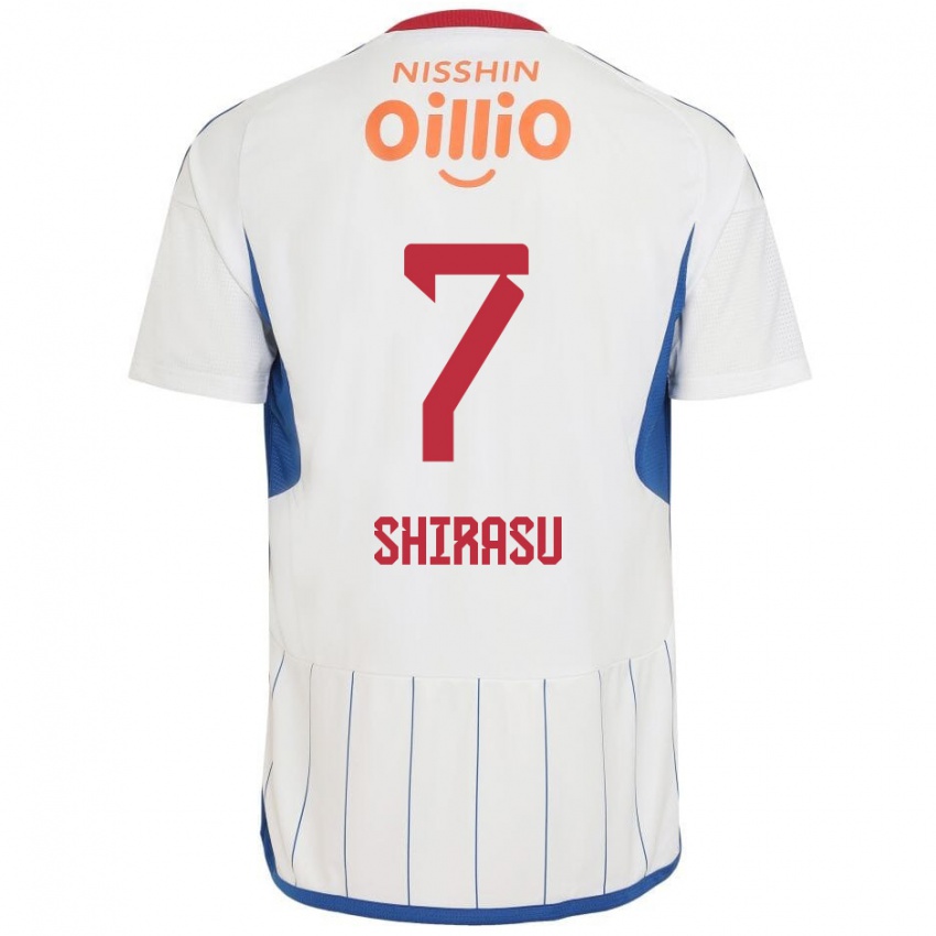 Kinder Kento Shirasu #7 Weiß Blau Rot Auswärtstrikot Trikot 2024/25 T-Shirt Österreich