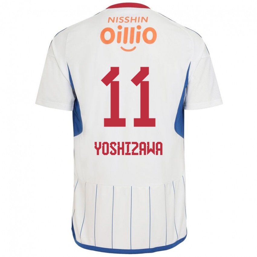 Kinder Mirai Yoshizawa #11 Weiß Blau Rot Auswärtstrikot Trikot 2024/25 T-Shirt Österreich