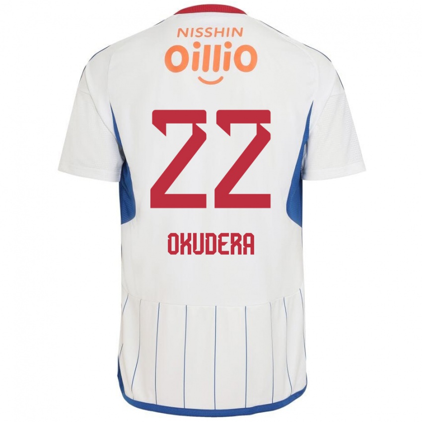 Kinder Minato Okudera #22 Weiß Blau Rot Auswärtstrikot Trikot 2024/25 T-Shirt Österreich