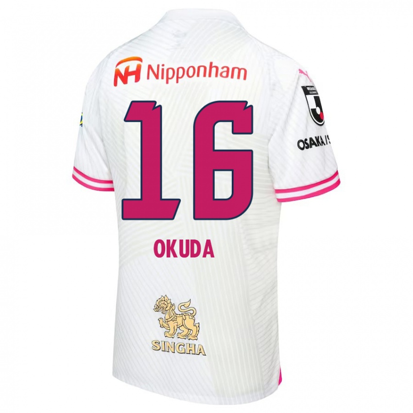 Kinder Hayato Okuda #16 Weiß Rosa Auswärtstrikot Trikot 2024/25 T-Shirt Österreich