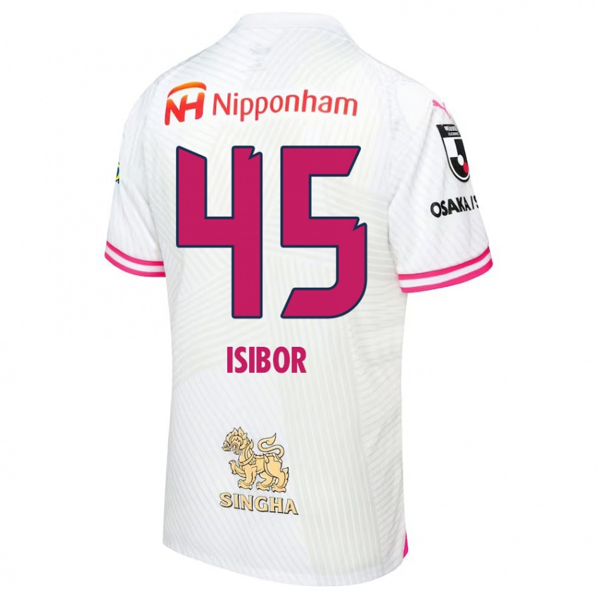 Kinder Ken Isibor #45 Weiß Rosa Auswärtstrikot Trikot 2024/25 T-Shirt Österreich