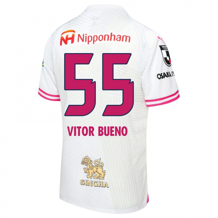 Kinder Vitor Bueno #55 Weiß Rosa Auswärtstrikot Trikot 2024/25 T-Shirt Österreich