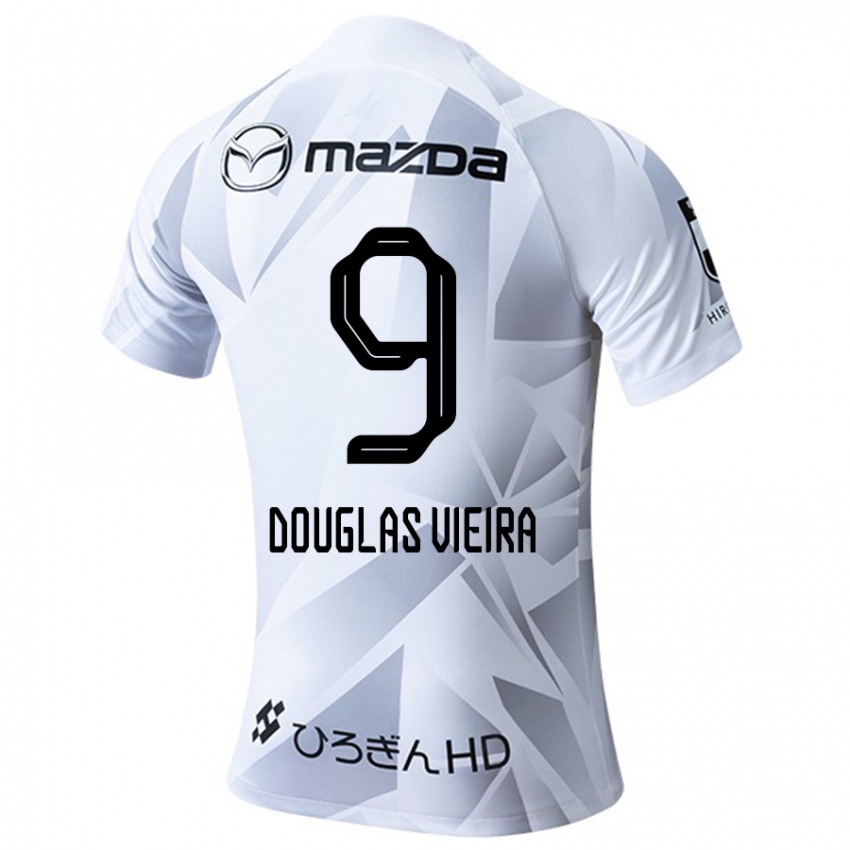 Kinder Douglas Vieira #9 Weiß Grau Schwarz Auswärtstrikot Trikot 2024/25 T-Shirt Österreich