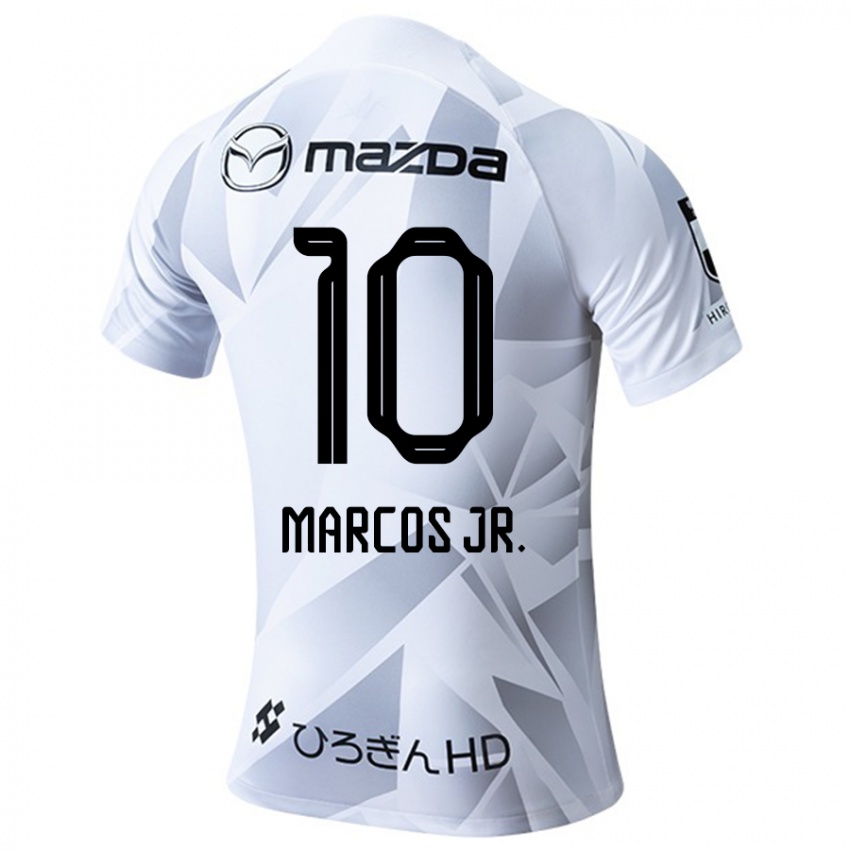 Kinder Marcos Júnior #10 Weiß Grau Schwarz Auswärtstrikot Trikot 2024/25 T-Shirt Österreich