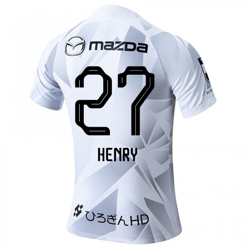 Kinder Osamu Henry Iyoha #27 Weiß Grau Schwarz Auswärtstrikot Trikot 2024/25 T-Shirt Österreich