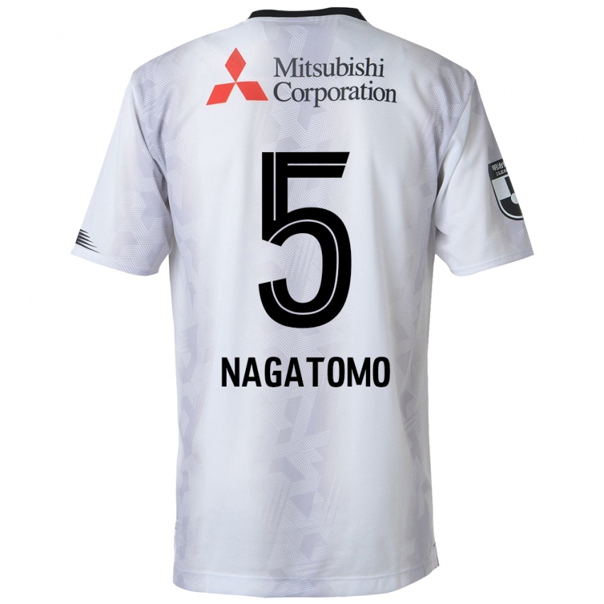 Kinder Yuto Nagatomo #5 Weiß Schwarz Auswärtstrikot Trikot 2024/25 T-Shirt Österreich