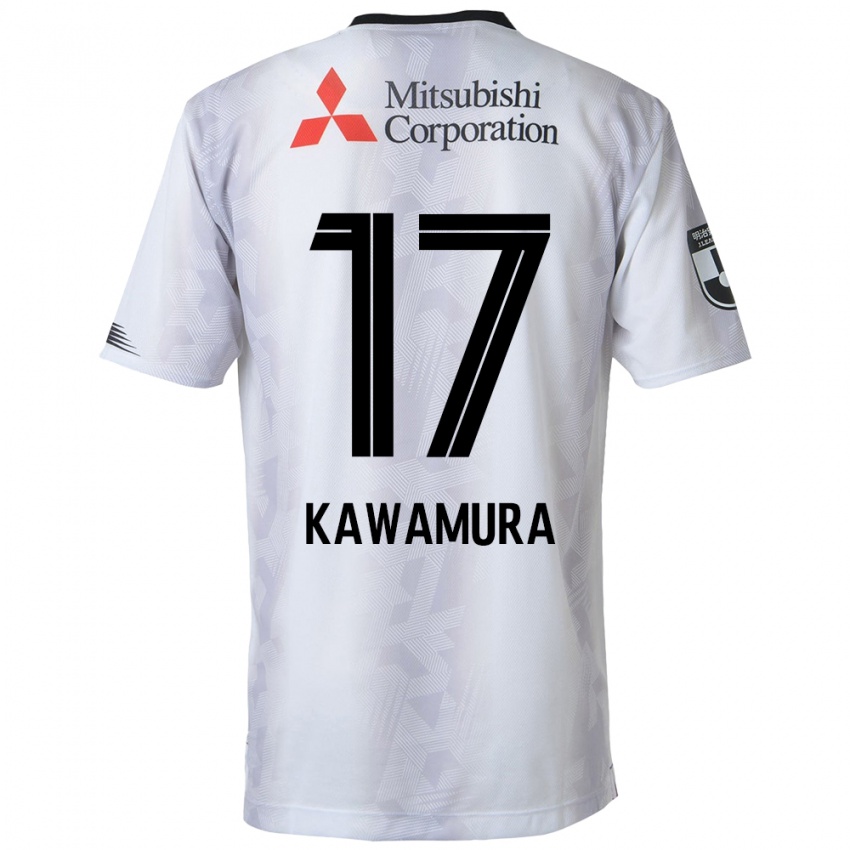 Kinder Riku Kawamura #17 Weiß Schwarz Auswärtstrikot Trikot 2024/25 T-Shirt Österreich