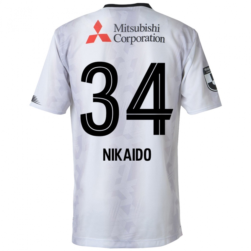 Kinder Rintaro Nikaido #34 Weiß Schwarz Auswärtstrikot Trikot 2024/25 T-Shirt Österreich