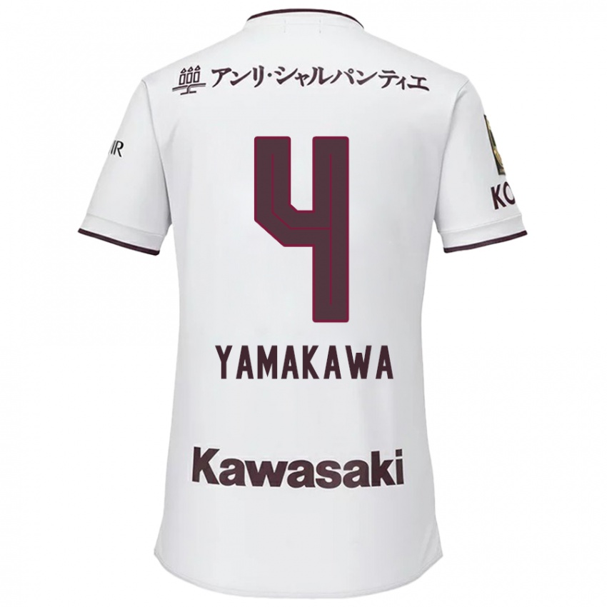 Kinder Tetsushi Yamakawa #4 Weiß Rot Auswärtstrikot Trikot 2024/25 T-Shirt Österreich