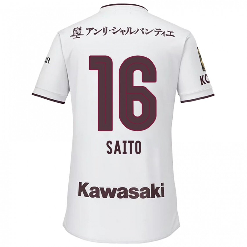 Kinder Mitsuki Saito #16 Weiß Rot Auswärtstrikot Trikot 2024/25 T-Shirt Österreich