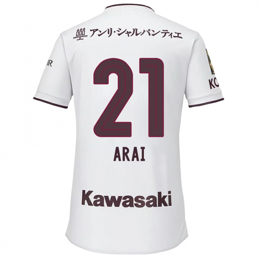 Kinder Shota Arai #21 Weiß Rot Auswärtstrikot Trikot 2024/25 T-Shirt Österreich