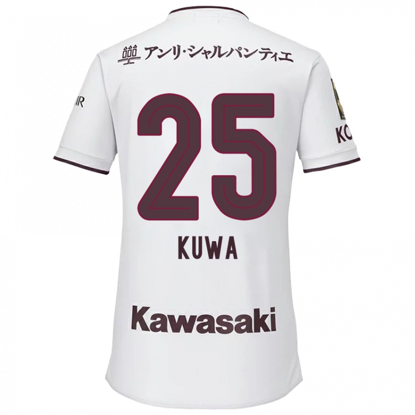 Kinder Yuya Kuwasaki #25 Weiß Rot Auswärtstrikot Trikot 2024/25 T-Shirt Österreich