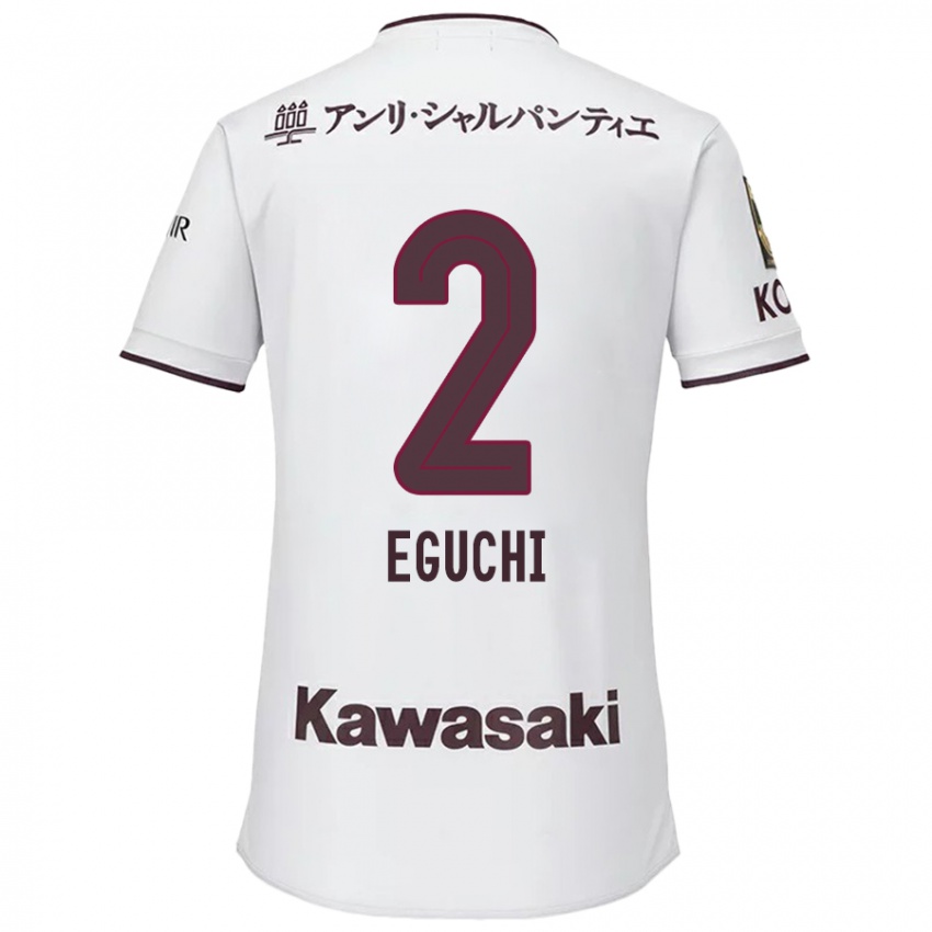 Kinder Takuma Eguchi #2 Weiß Rot Auswärtstrikot Trikot 2024/25 T-Shirt Österreich