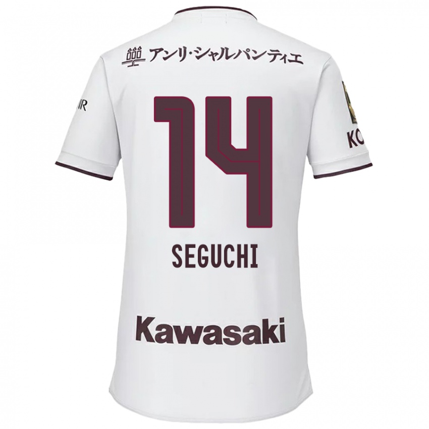 Kinder Taiga Seguchi #14 Weiß Rot Auswärtstrikot Trikot 2024/25 T-Shirt Österreich