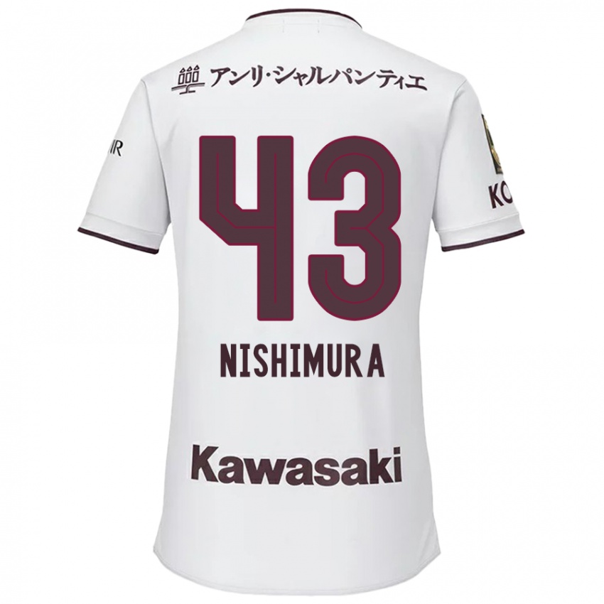 Kinder Nagi Nishimura #43 Weiß Rot Auswärtstrikot Trikot 2024/25 T-Shirt Österreich