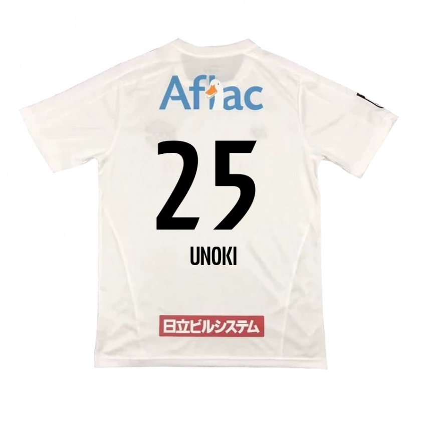 Kinder Fumiya Unoki #25 Weiß Schwarz Auswärtstrikot Trikot 2024/25 T-Shirt Österreich