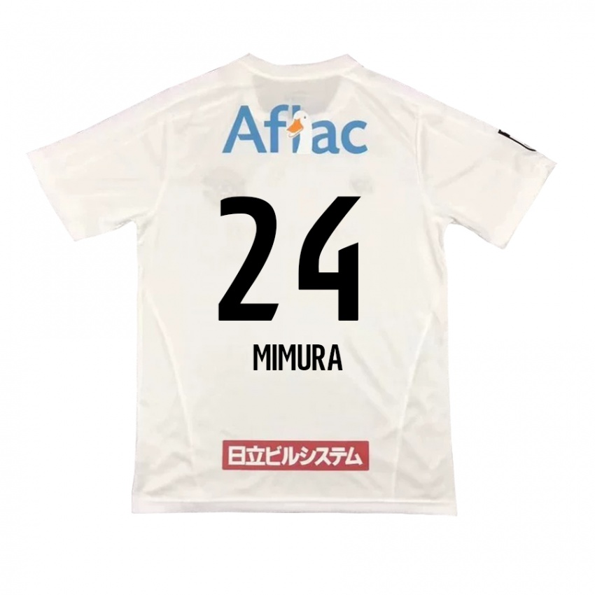 Kinder Kaname Mimura #24 Weiß Schwarz Auswärtstrikot Trikot 2024/25 T-Shirt Österreich