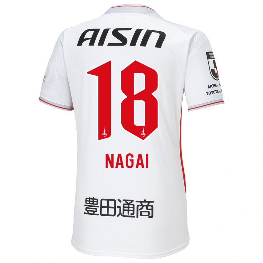 Kinder Kensuke Nagai #18 Weiß Gelb Rot Auswärtstrikot Trikot 2024/25 T-Shirt Österreich