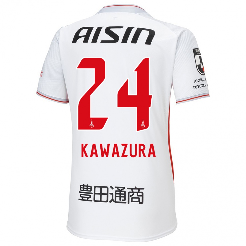 Kinder Akinari Kawazura #24 Weiß Gelb Rot Auswärtstrikot Trikot 2024/25 T-Shirt Österreich