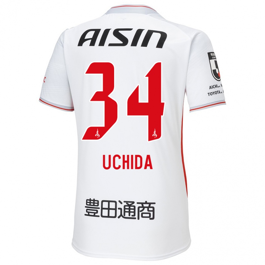 Kinder Takuya Uchida #34 Weiß Gelb Rot Auswärtstrikot Trikot 2024/25 T-Shirt Österreich