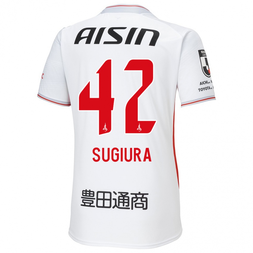 Kinder Shungo Sugiura #42 Weiß Gelb Rot Auswärtstrikot Trikot 2024/25 T-Shirt Österreich