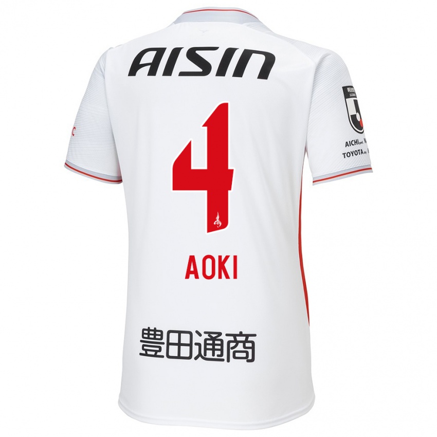 Kinder Masamune Aoki #4 Weiß Gelb Rot Auswärtstrikot Trikot 2024/25 T-Shirt Österreich