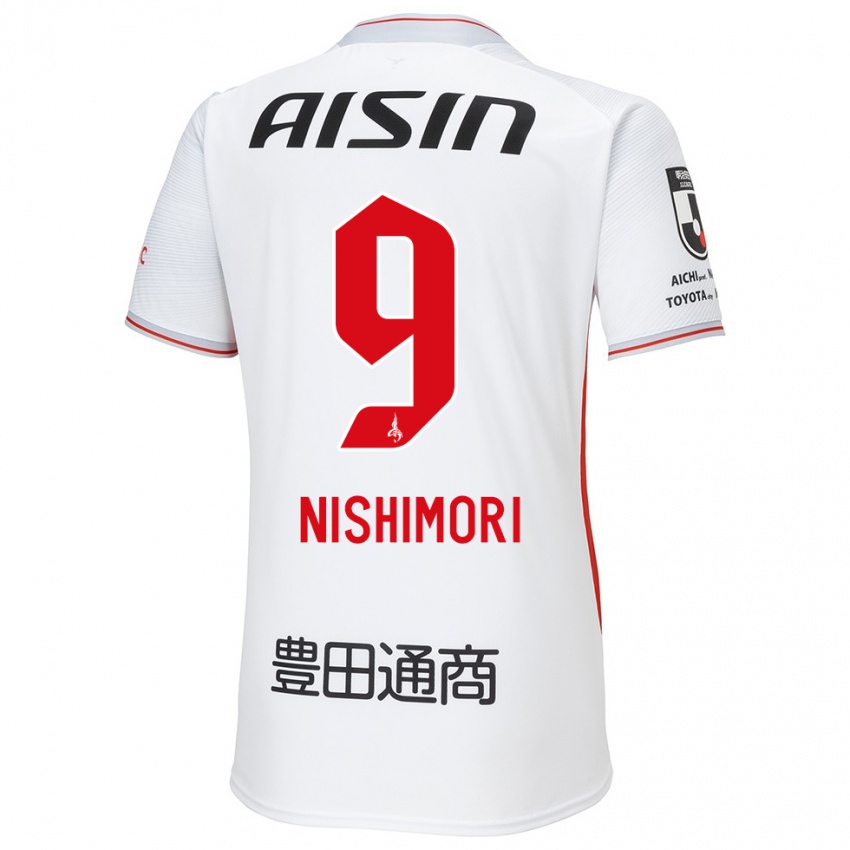 Kinder Naoto Nishimori #9 Weiß Gelb Rot Auswärtstrikot Trikot 2024/25 T-Shirt Österreich