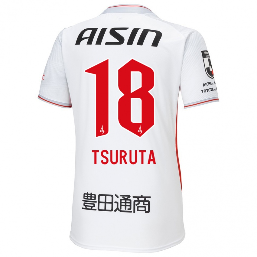 Kinder Shu Tsuruta #18 Weiß Gelb Rot Auswärtstrikot Trikot 2024/25 T-Shirt Österreich