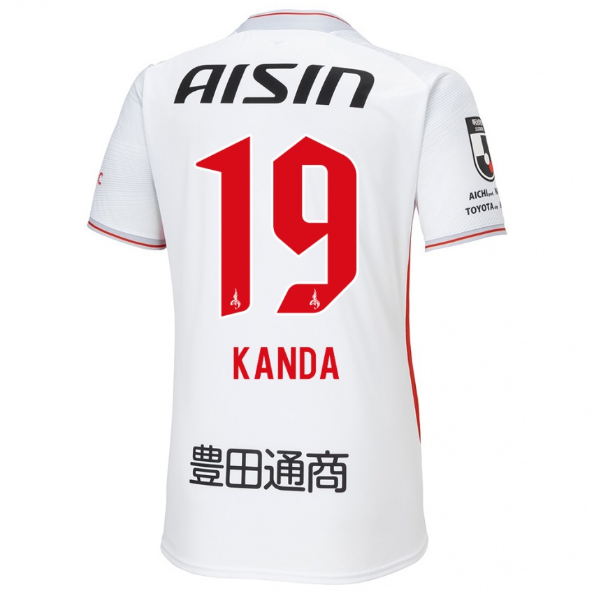 Kinder Ryu Kanda #19 Weiß Gelb Rot Auswärtstrikot Trikot 2024/25 T-Shirt Österreich