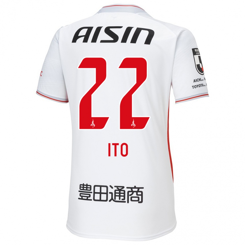 Kinder Ken Ito #22 Weiß Gelb Rot Auswärtstrikot Trikot 2024/25 T-Shirt Österreich