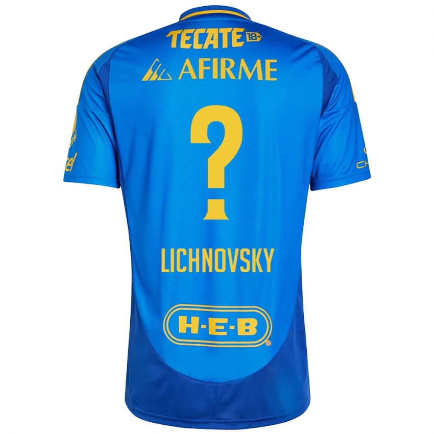 Kinder Igor Lichnovsky #0 Blau Gelb Auswärtstrikot Trikot 2024/25 T-Shirt Österreich